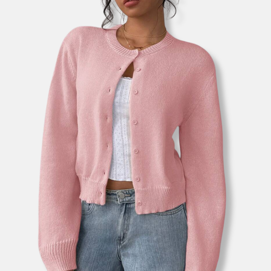 Gilet court à col rond pour femme