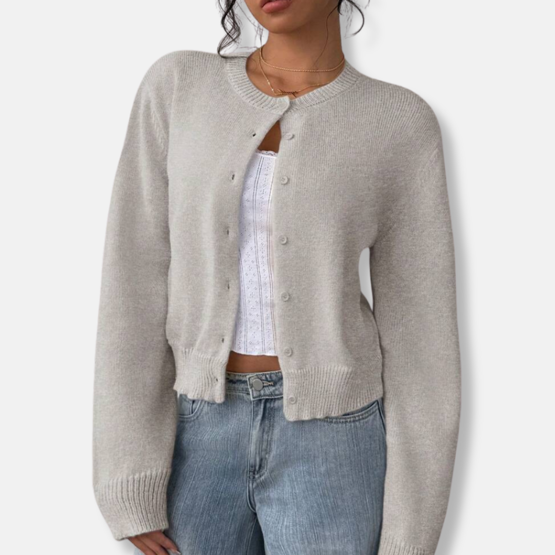 Gilet court à col rond pour femme