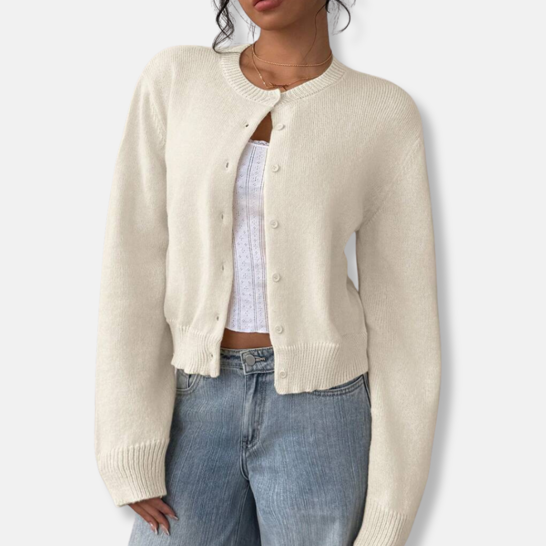 Gilet court à col rond pour femme