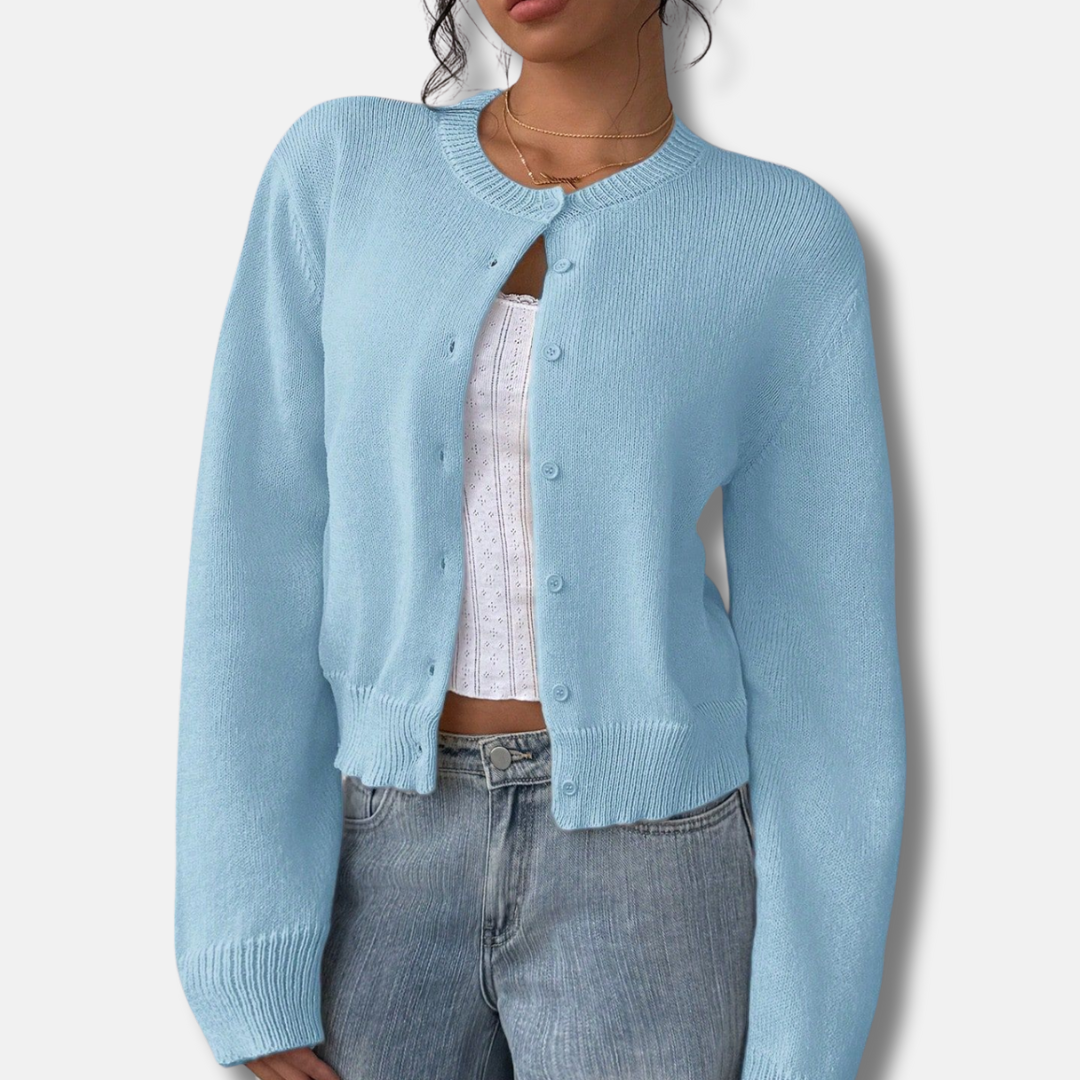 Gilet court à col rond pour femme