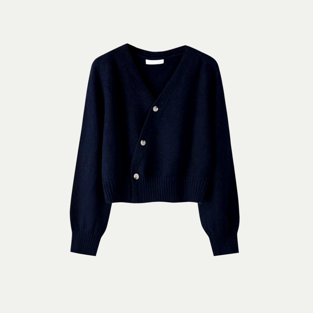 Gilet court boutonné en maille douce pour femme