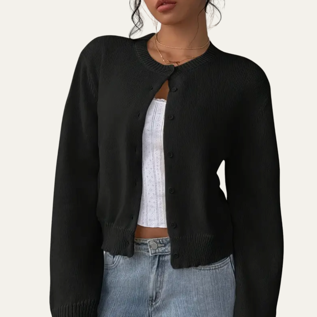 Gilet court classique en maille pour femme