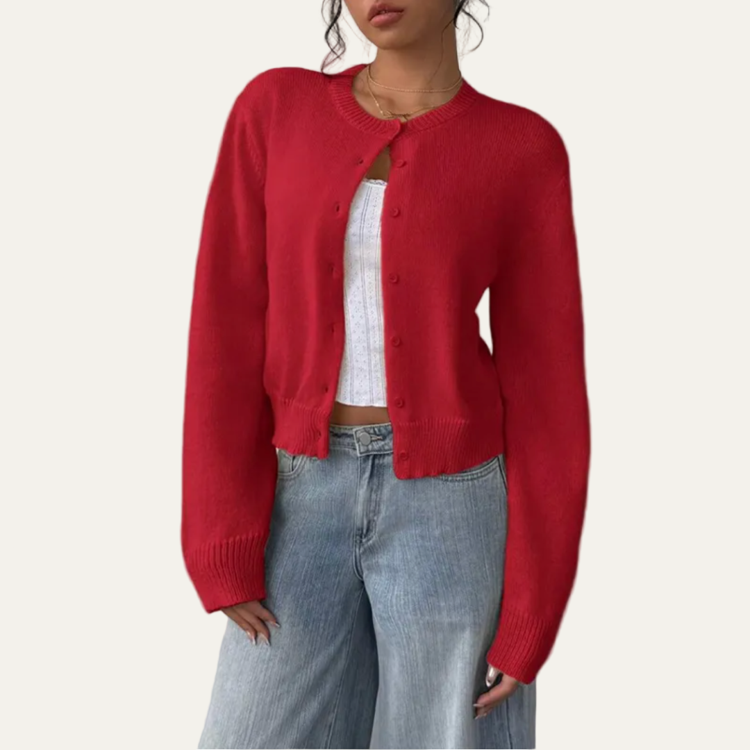 Gilet court classique en maille pour femme