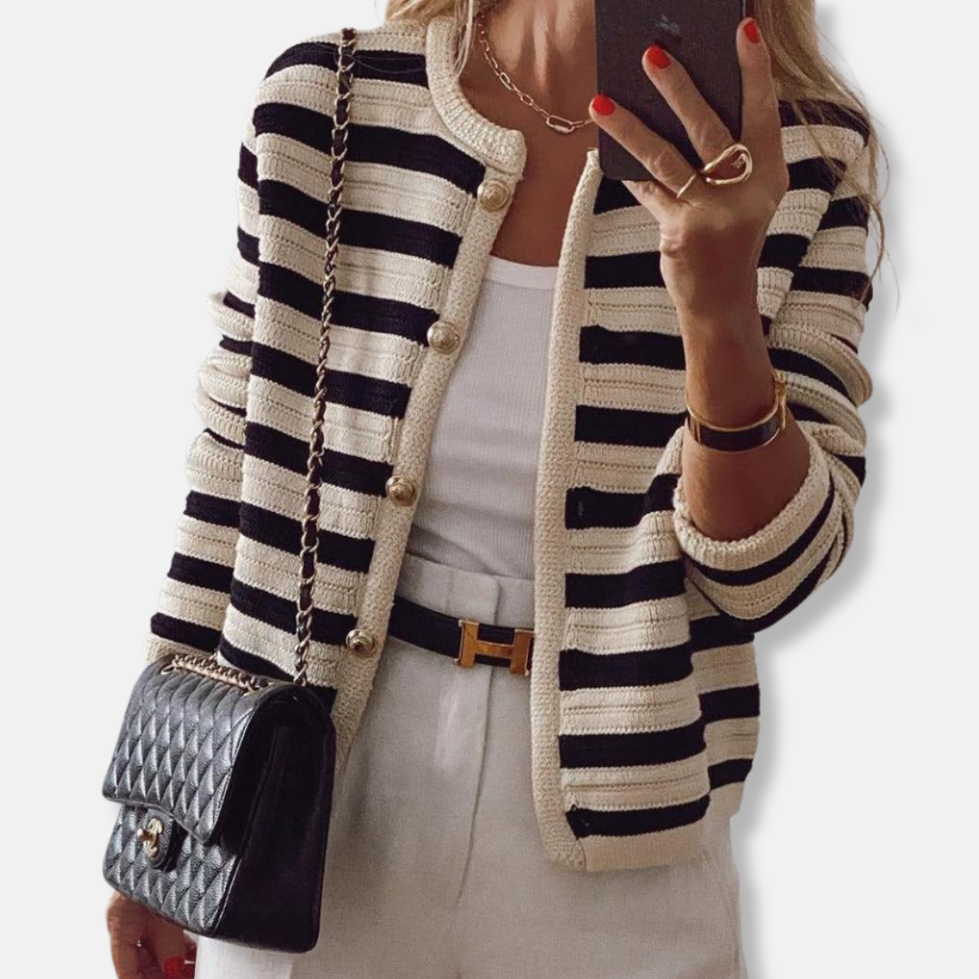 Gilet court rayé pour femme