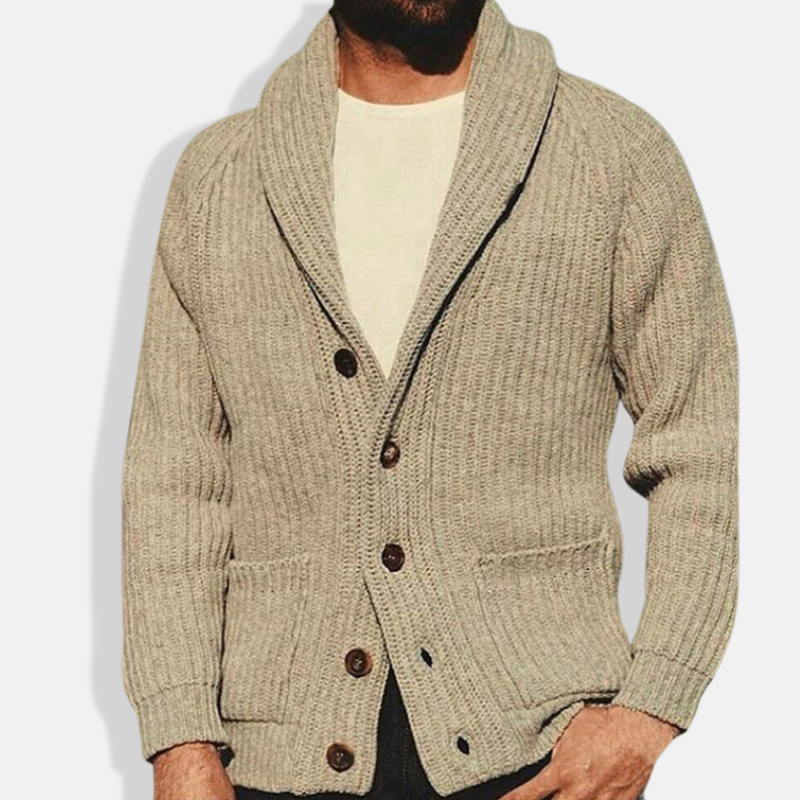 Gilet en grosse maille pour homme avec col châle