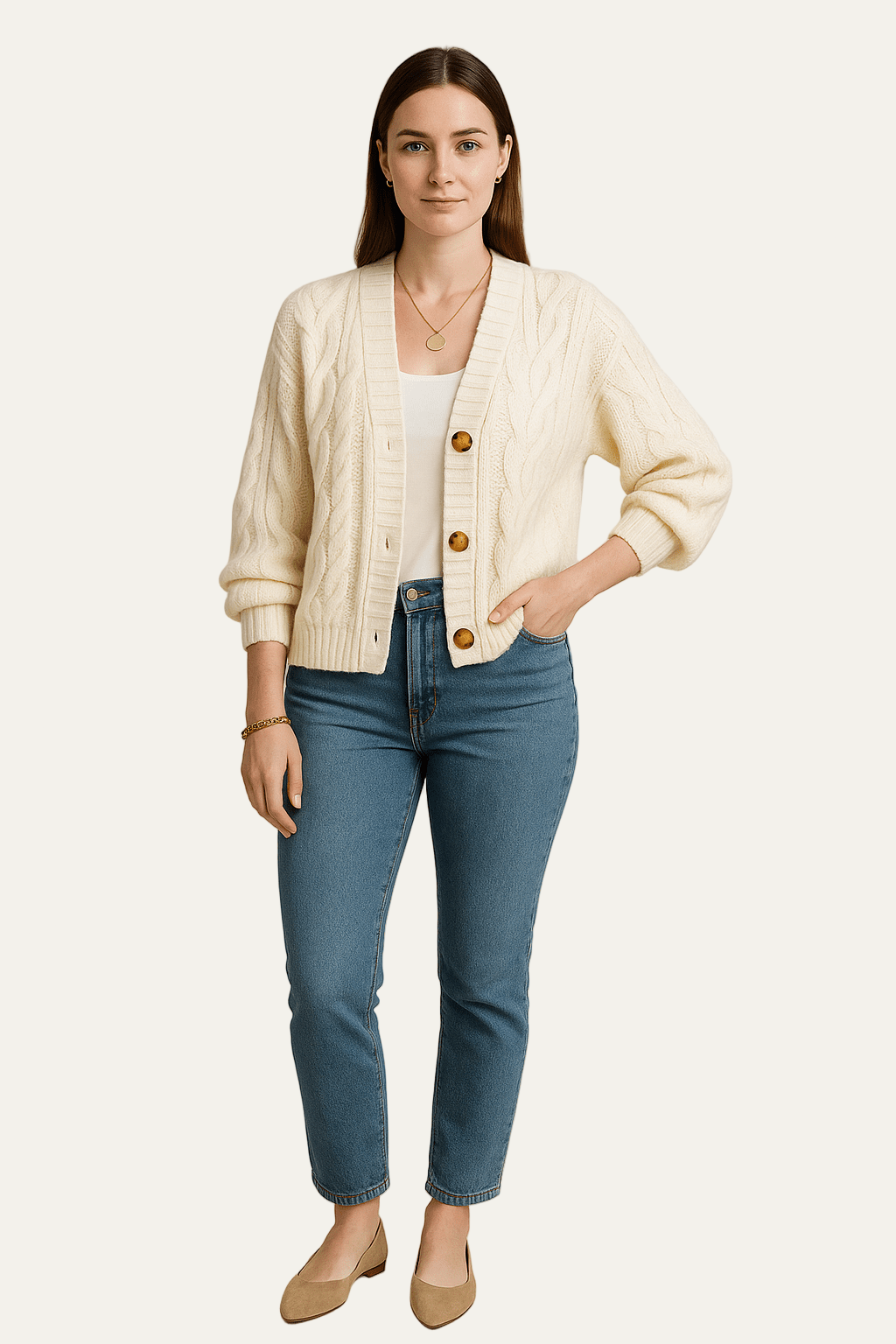 Gilet en laine à torsades pour femme
