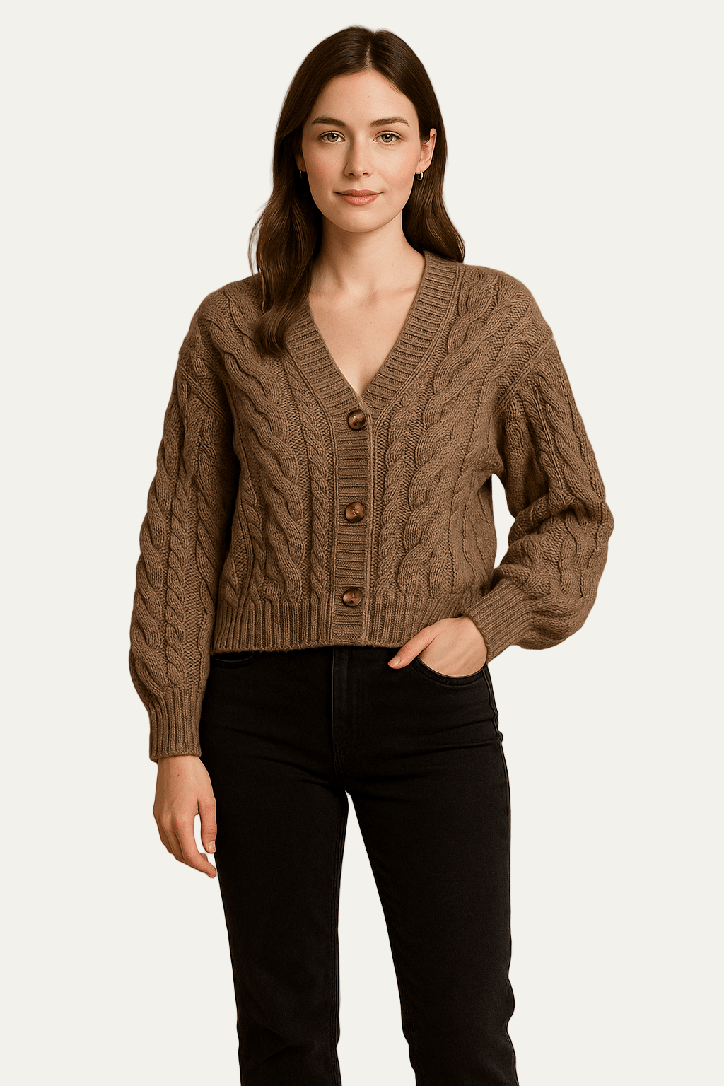 Gilet en laine à torsades pour femme