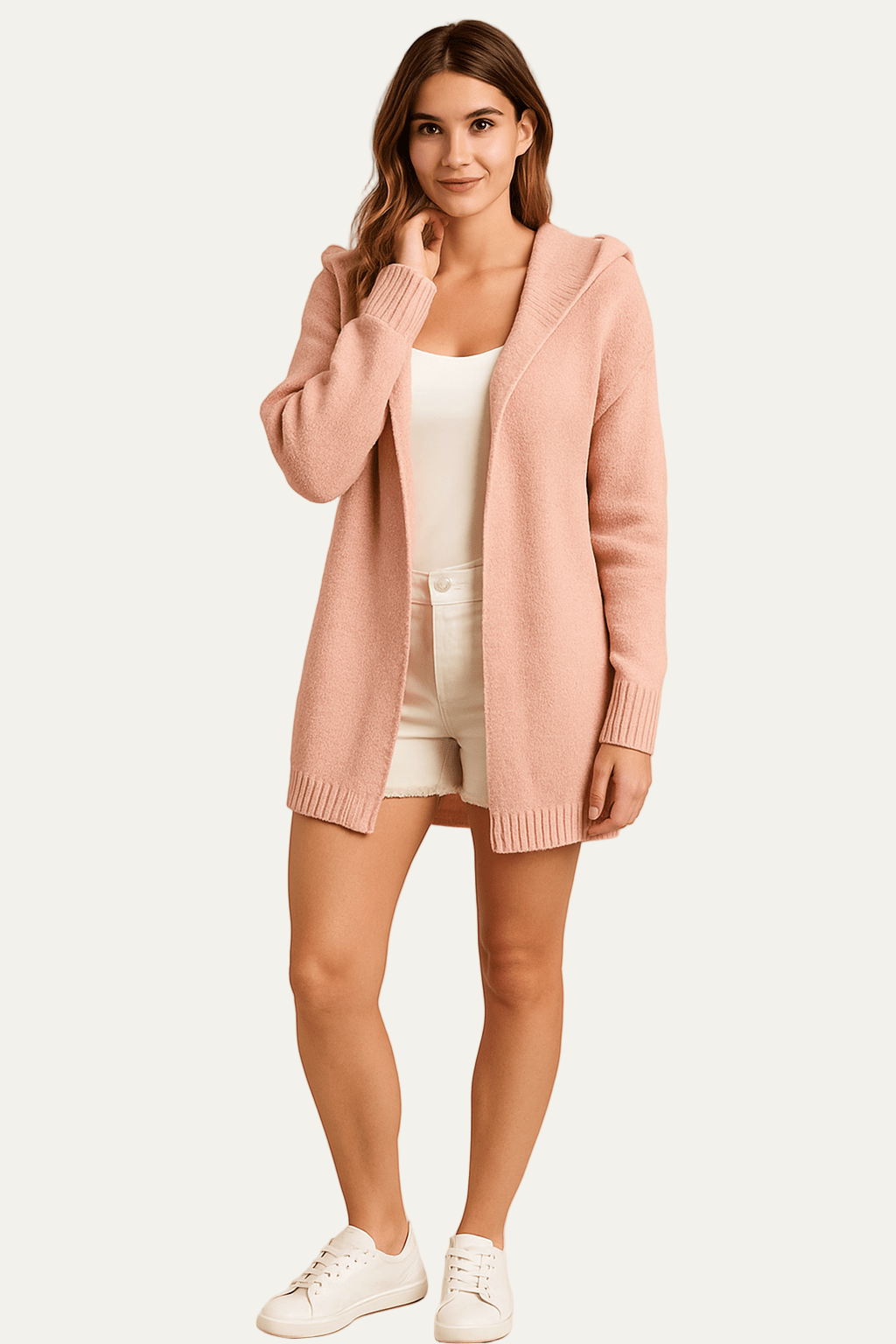 Gilet en maille à capuche pour femme