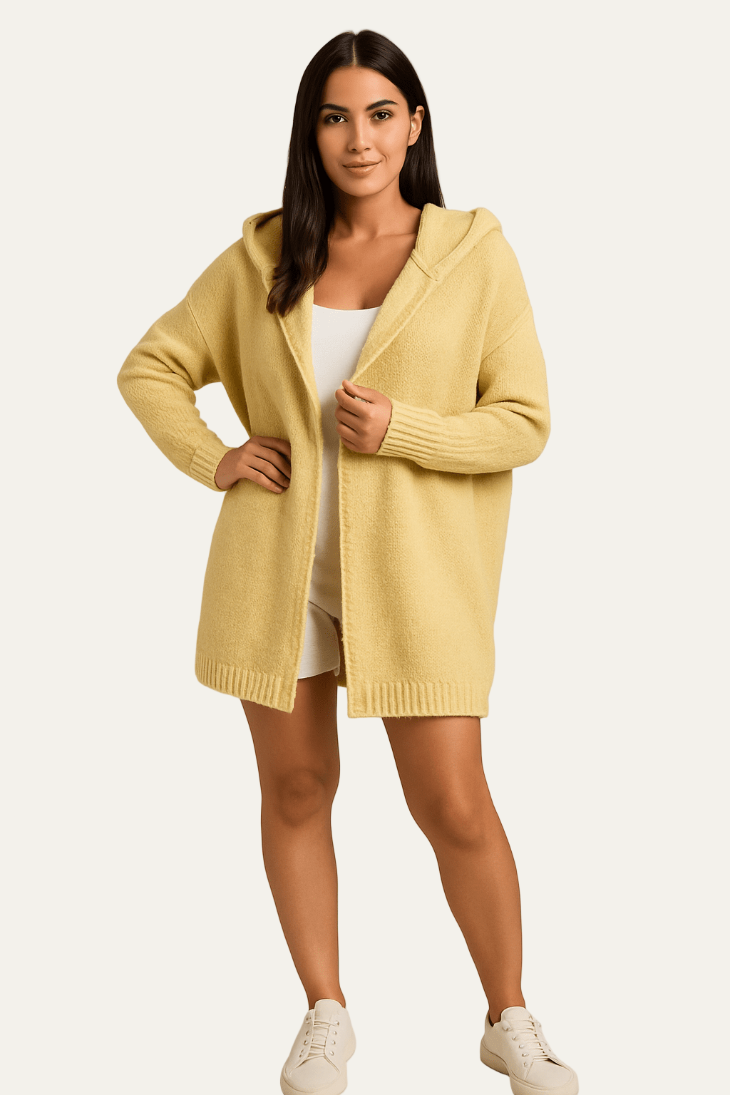 Gilet en maille à capuche pour femme