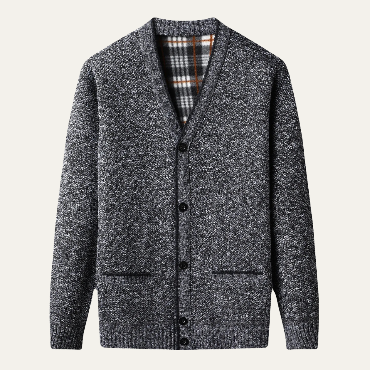 Gilet en maille à carreaux chinée pour homme