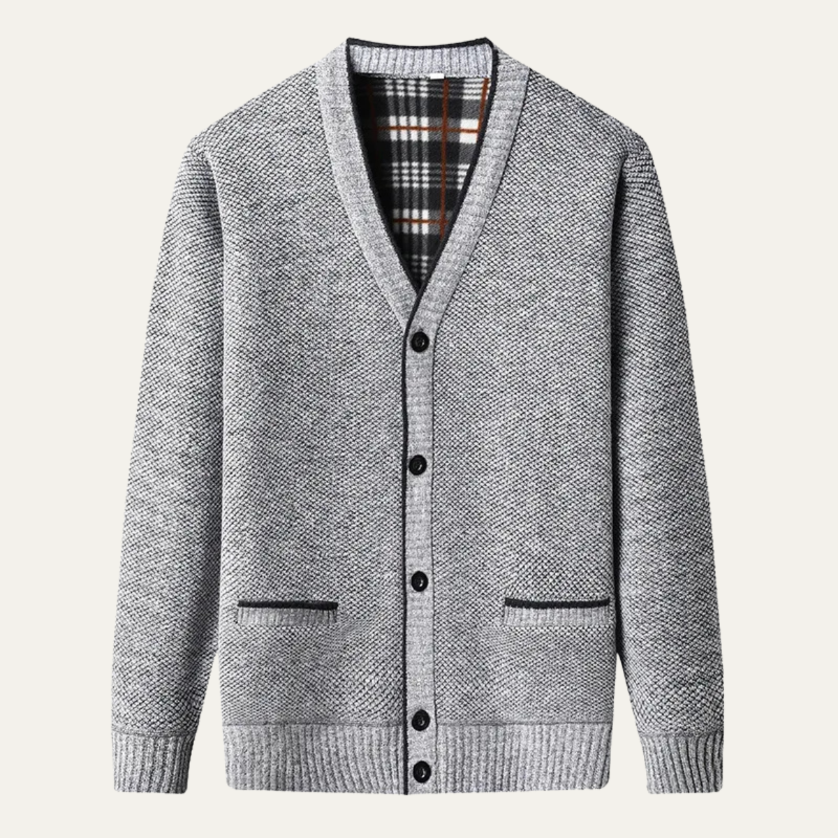 Gilet en maille à carreaux chinée pour homme
