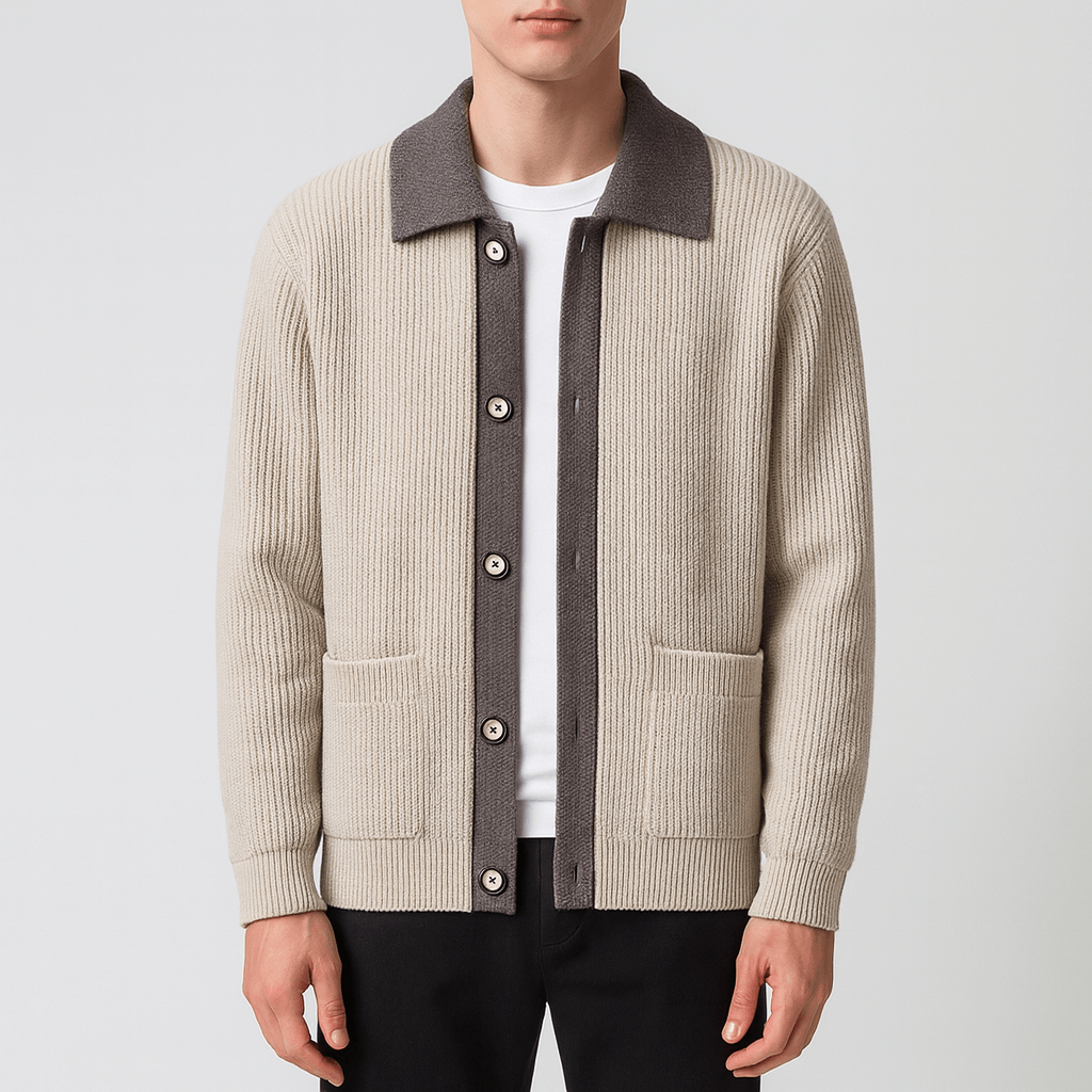 Gilet en maille à col contrastant pour homme