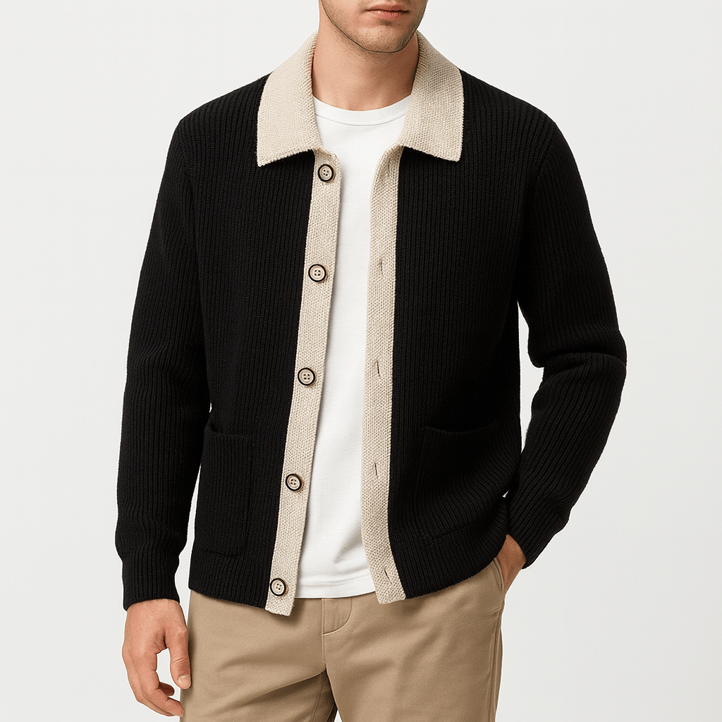 Gilet en maille à col contrastant pour homme