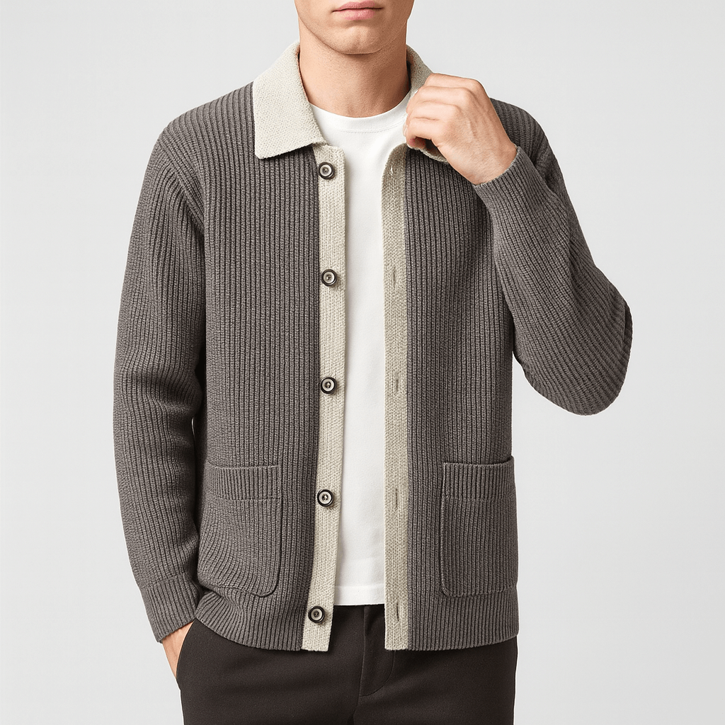 Gilet en maille à col contrastant pour homme