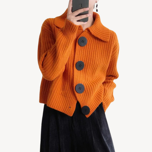 Gilet en maille à gros boutons pour femme