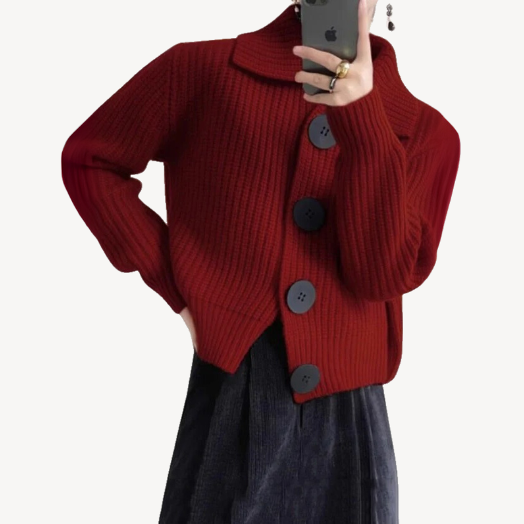 Gilet en maille à gros boutons pour femme