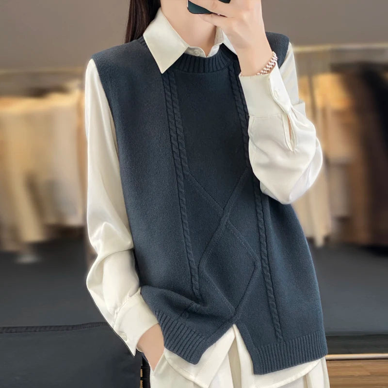 Gilet en maille cachemire douce pour femme