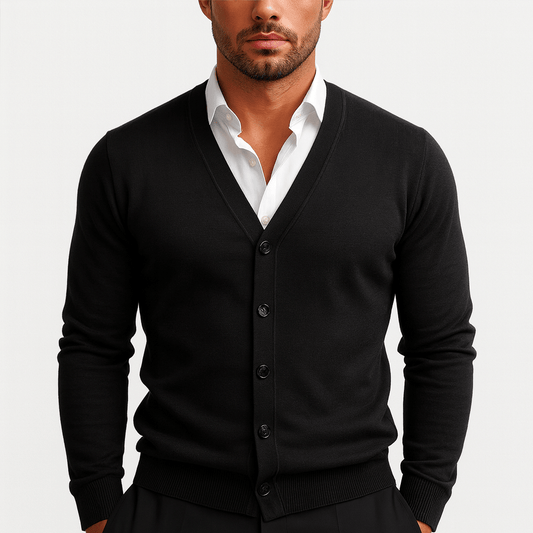 Cardigan en maille classique à col en V pour homme