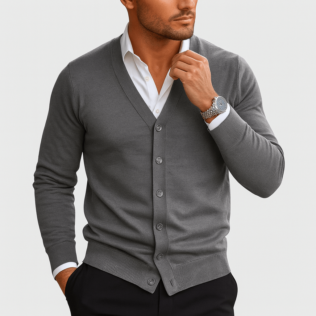 Cardigan en maille classique à col en V pour homme