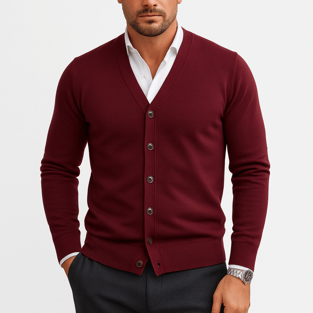 Cardigan en maille classique à col en V pour homme