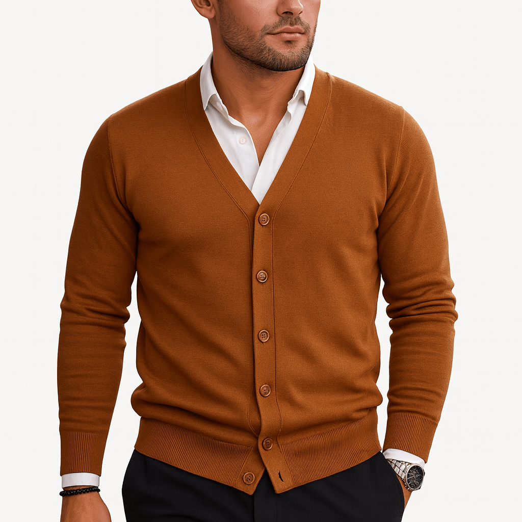 Cardigan en maille classique à col en V pour homme