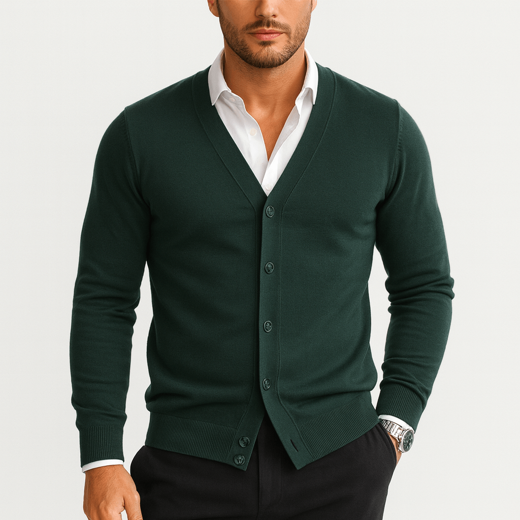 Cardigan en maille classique à col en V pour homme