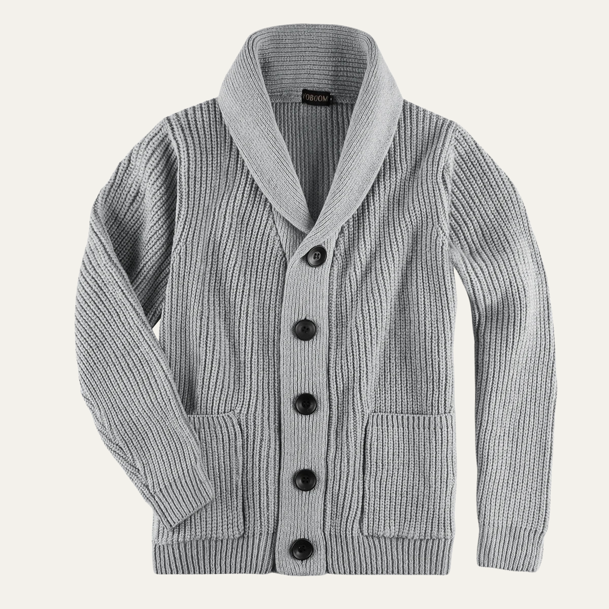 Gilet en maille côtelée épaisse à col châle pour homme