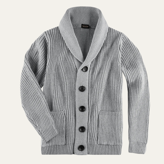 Gilet en maille côtelée épaisse à col châle pour homme