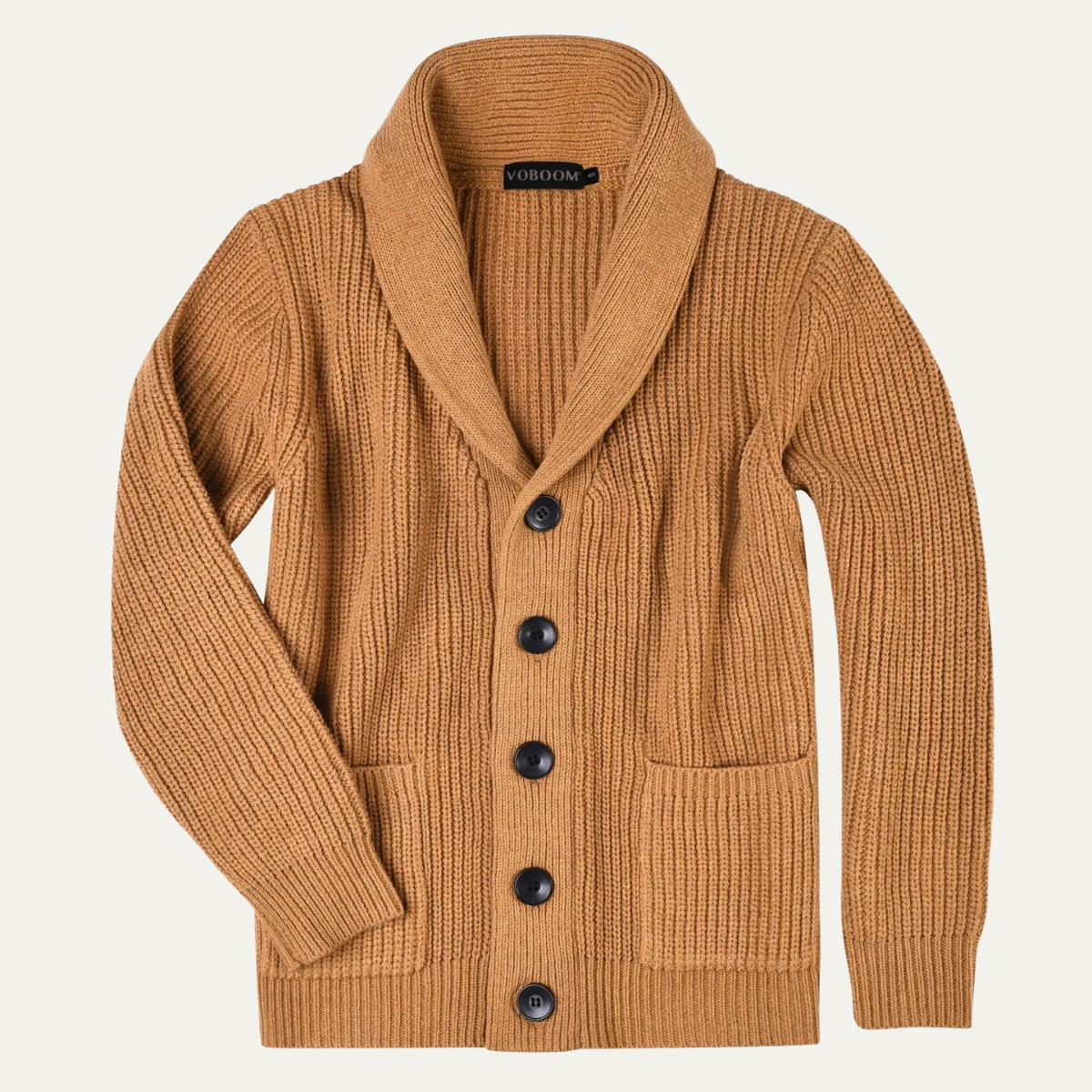 Gilet en maille côtelée épaisse à col châle pour homme