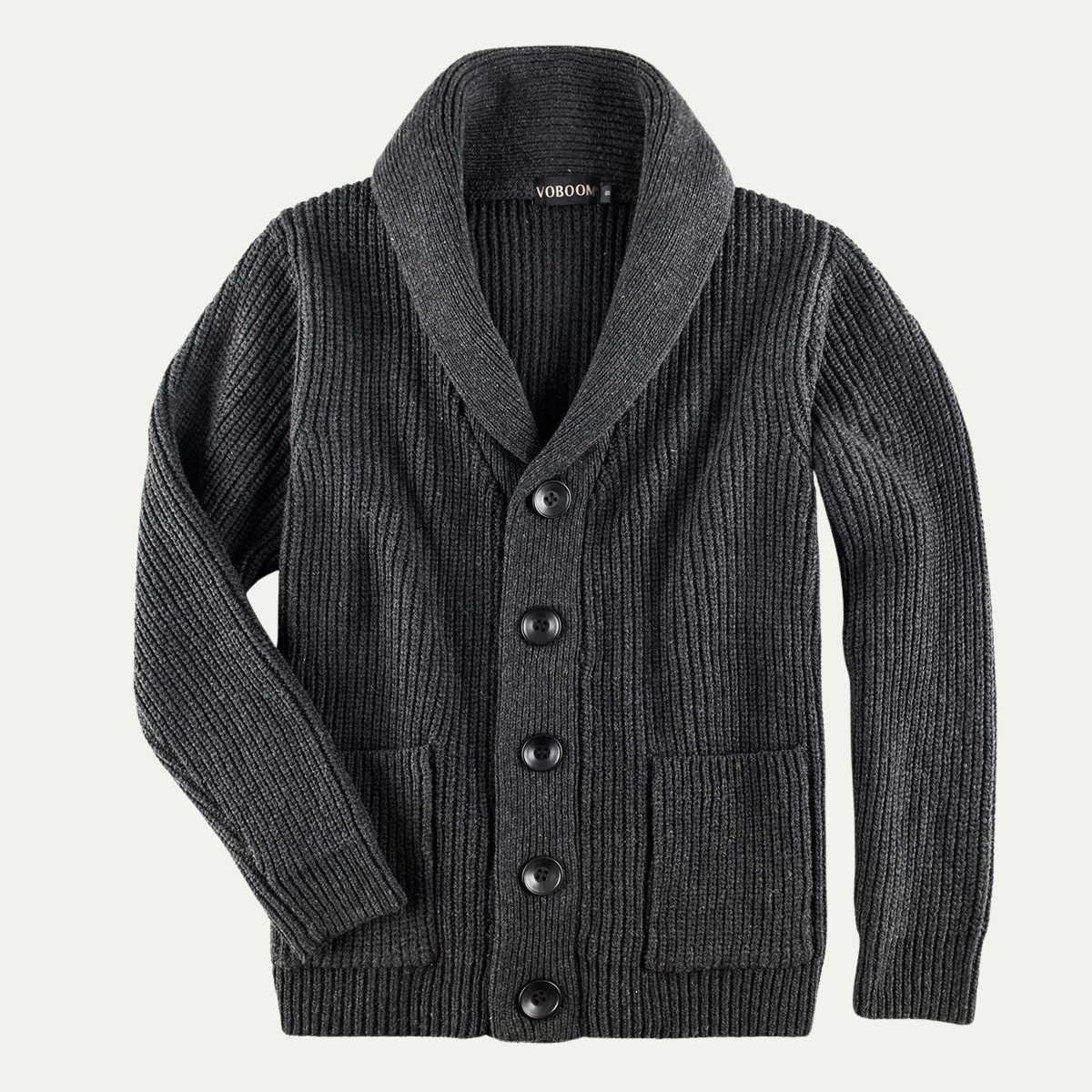 Gilet en maille côtelée épaisse à col châle pour homme