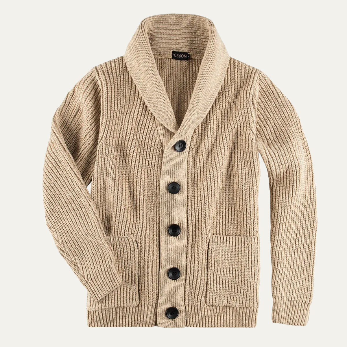 Gilet en maille côtelée épaisse à col châle pour homme