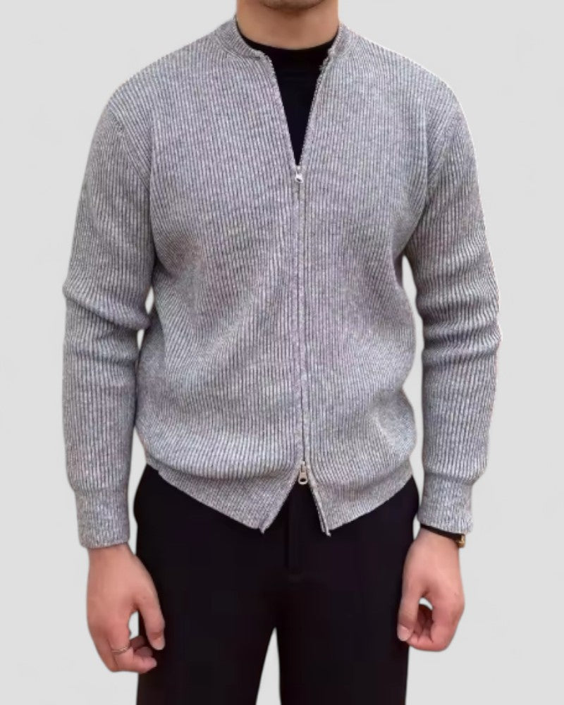 Gilet en maille côtelée zippé pour homme