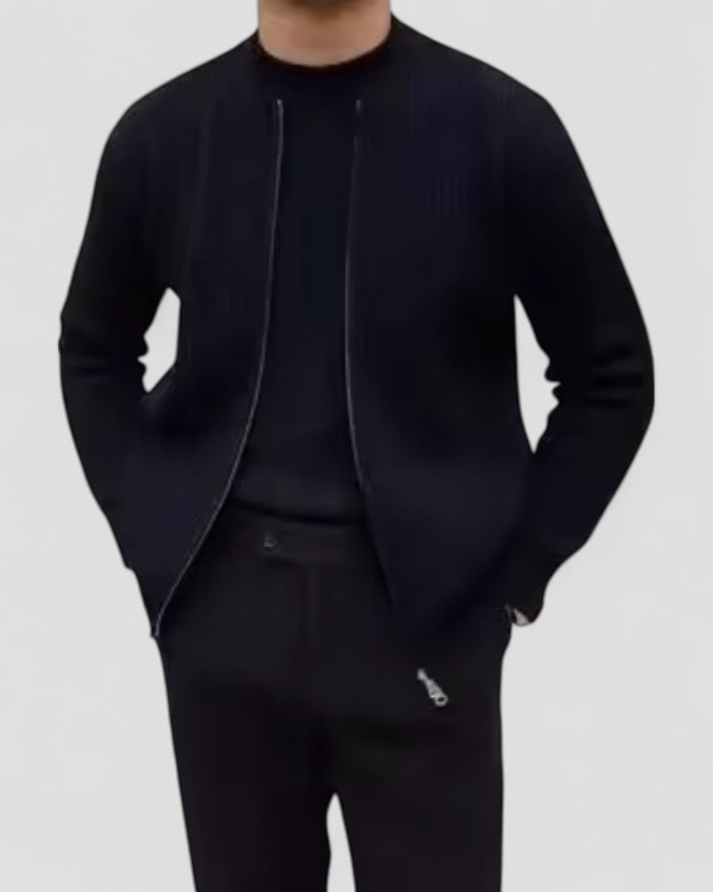 Gilet en maille côtelée zippé pour homme