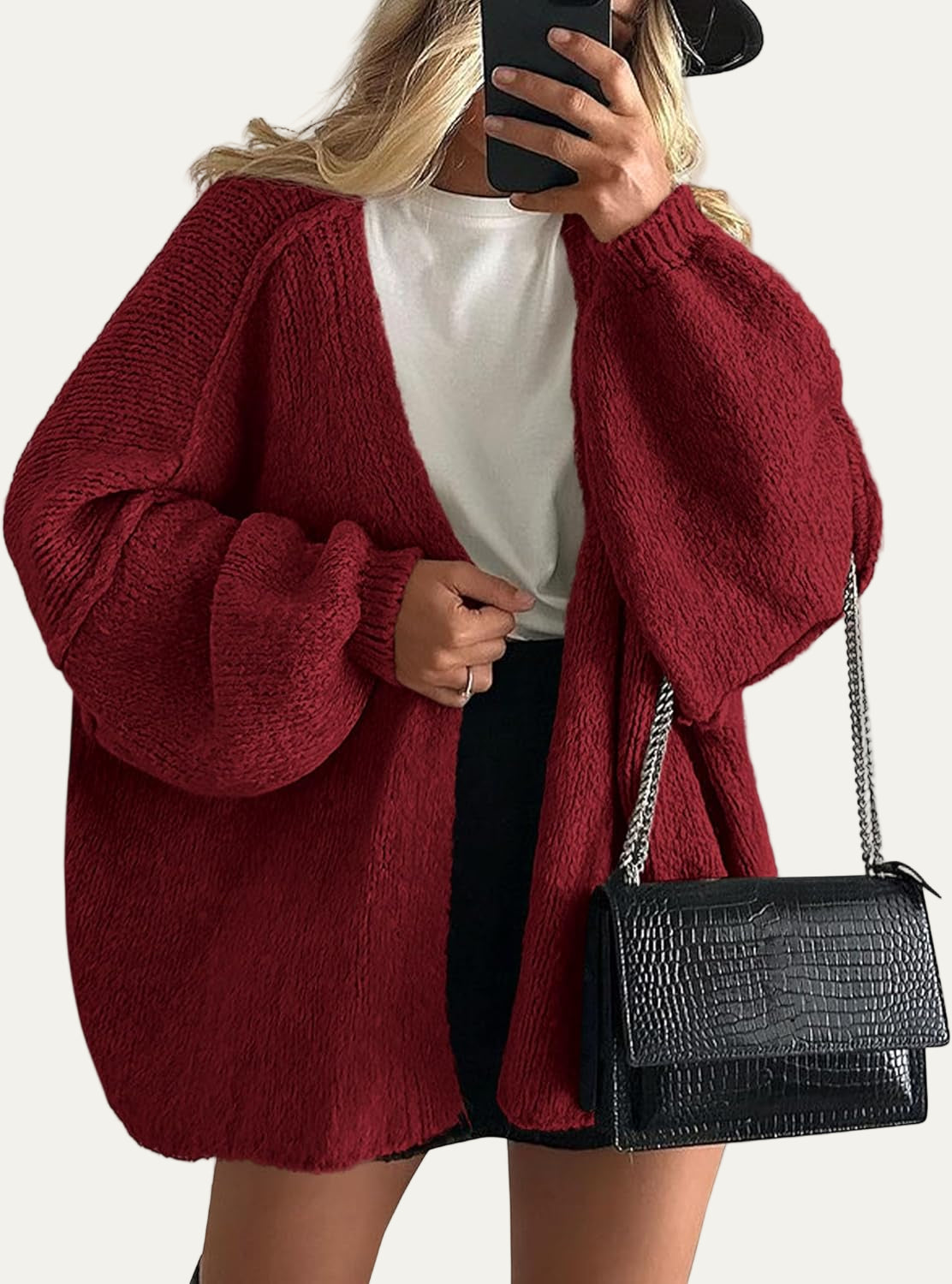 Gilet en maille épaisse à manches ballon pour femme