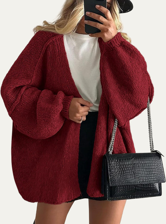 Gilet en maille épaisse à manches ballon pour femme