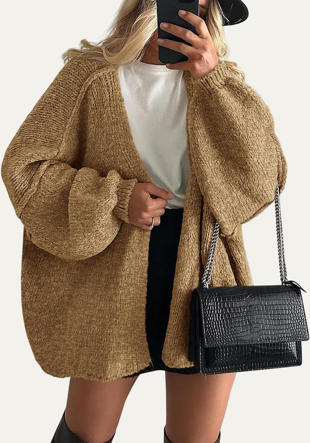 Gilet en maille épaisse à manches ballon pour femme