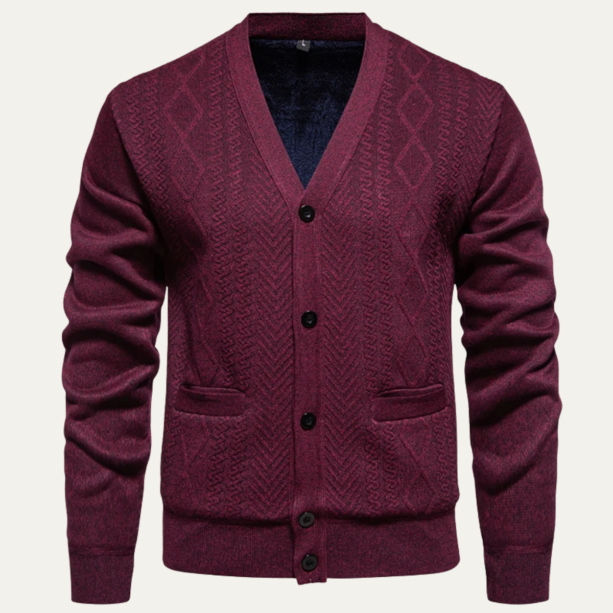 Gilet en maille texturée à col en V pour homme