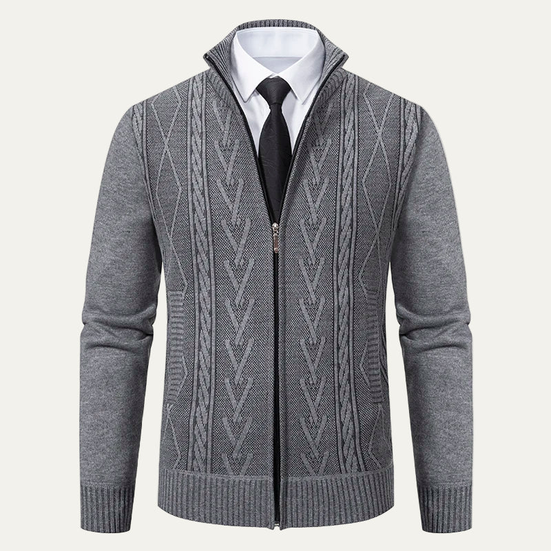 Gilet en maille texturée zippé pour homme avec col montant