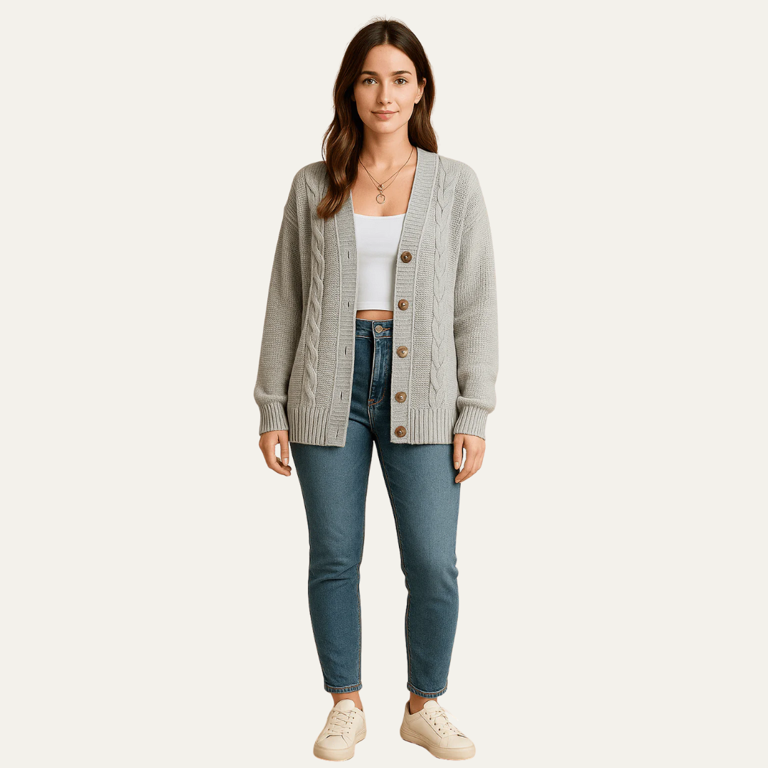 Gilet en maille torsadée confortable pour femme
