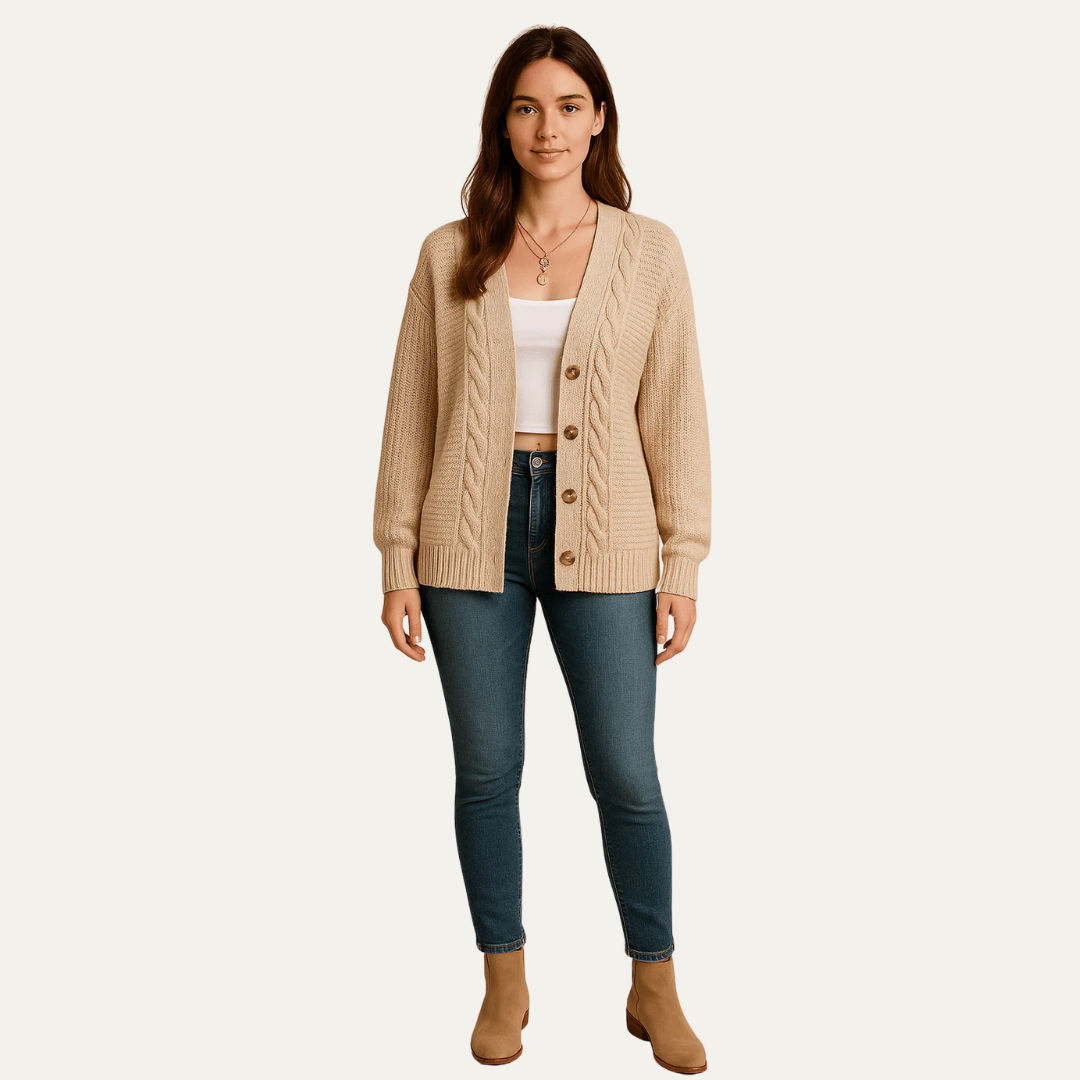 Gilet en maille torsadée confortable pour femme