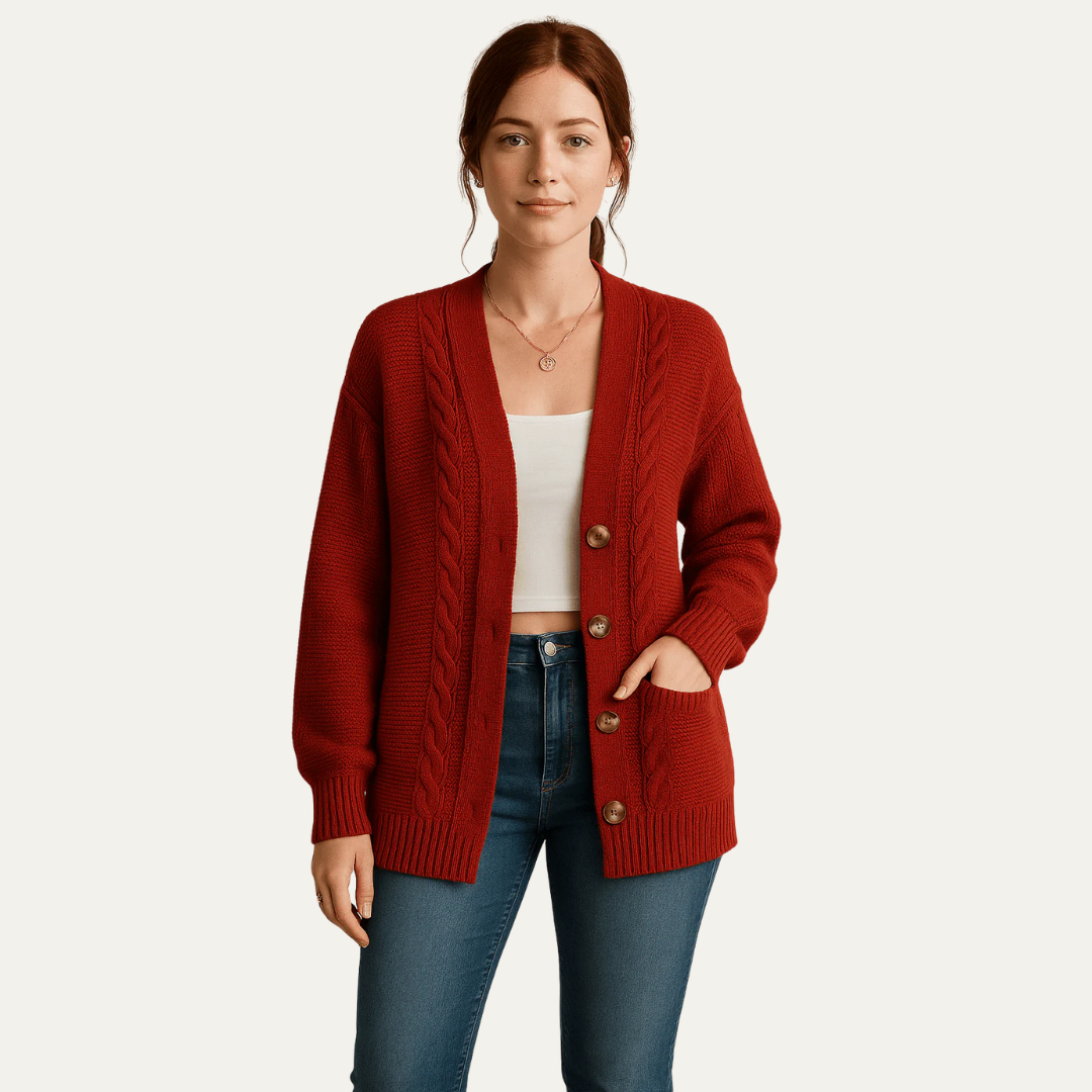 Gilet en maille torsadée confortable pour femme