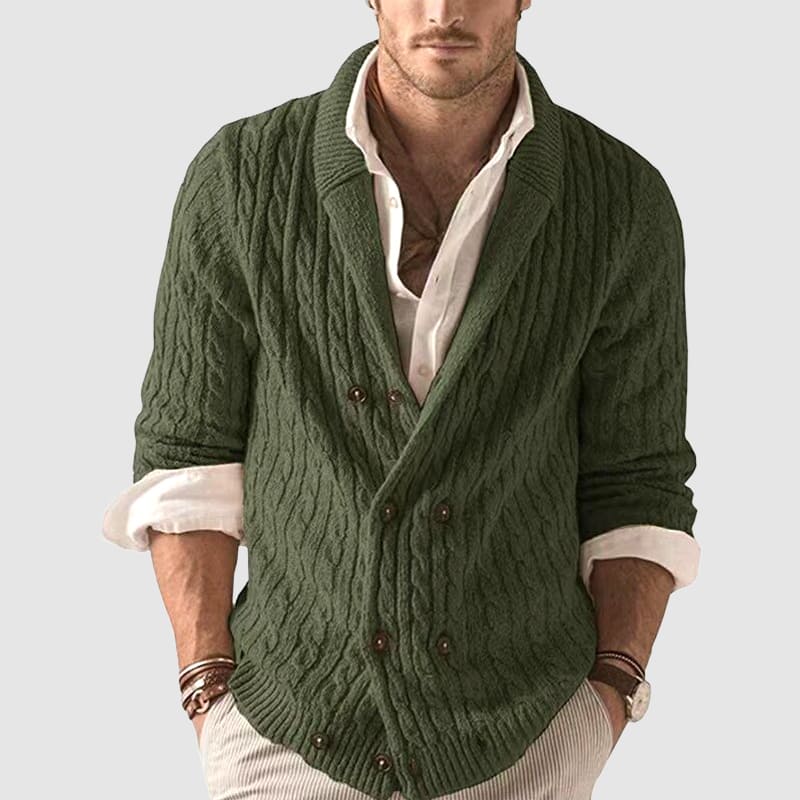 Gilet en maille torsadée croisé pour homme