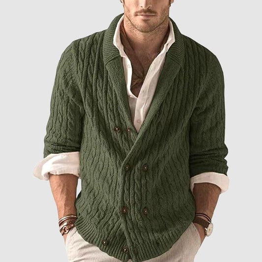 Gilet en maille torsadée croisé pour homme