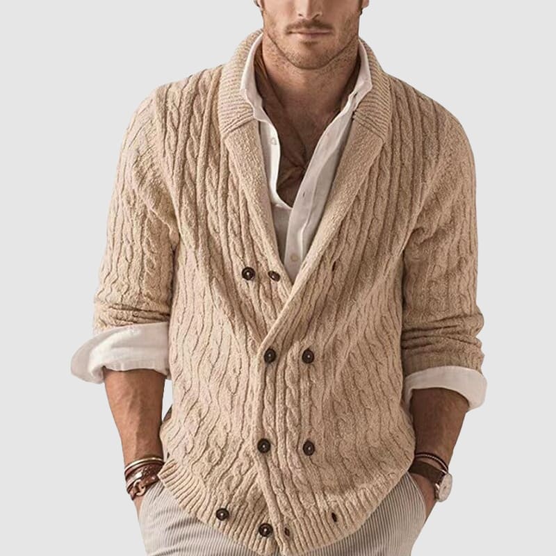 Gilet en maille torsadée croisé pour homme