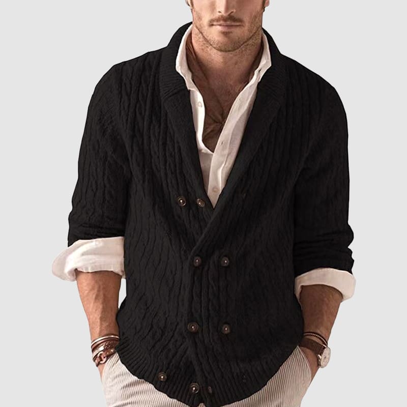Gilet en maille torsadée croisé pour homme