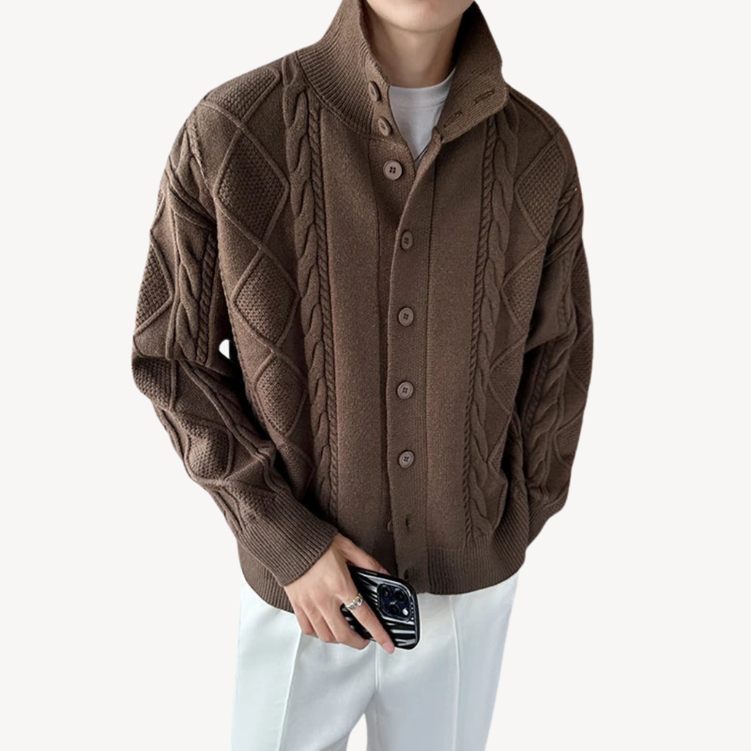 Gilet en maille torsadée texturée pour homme