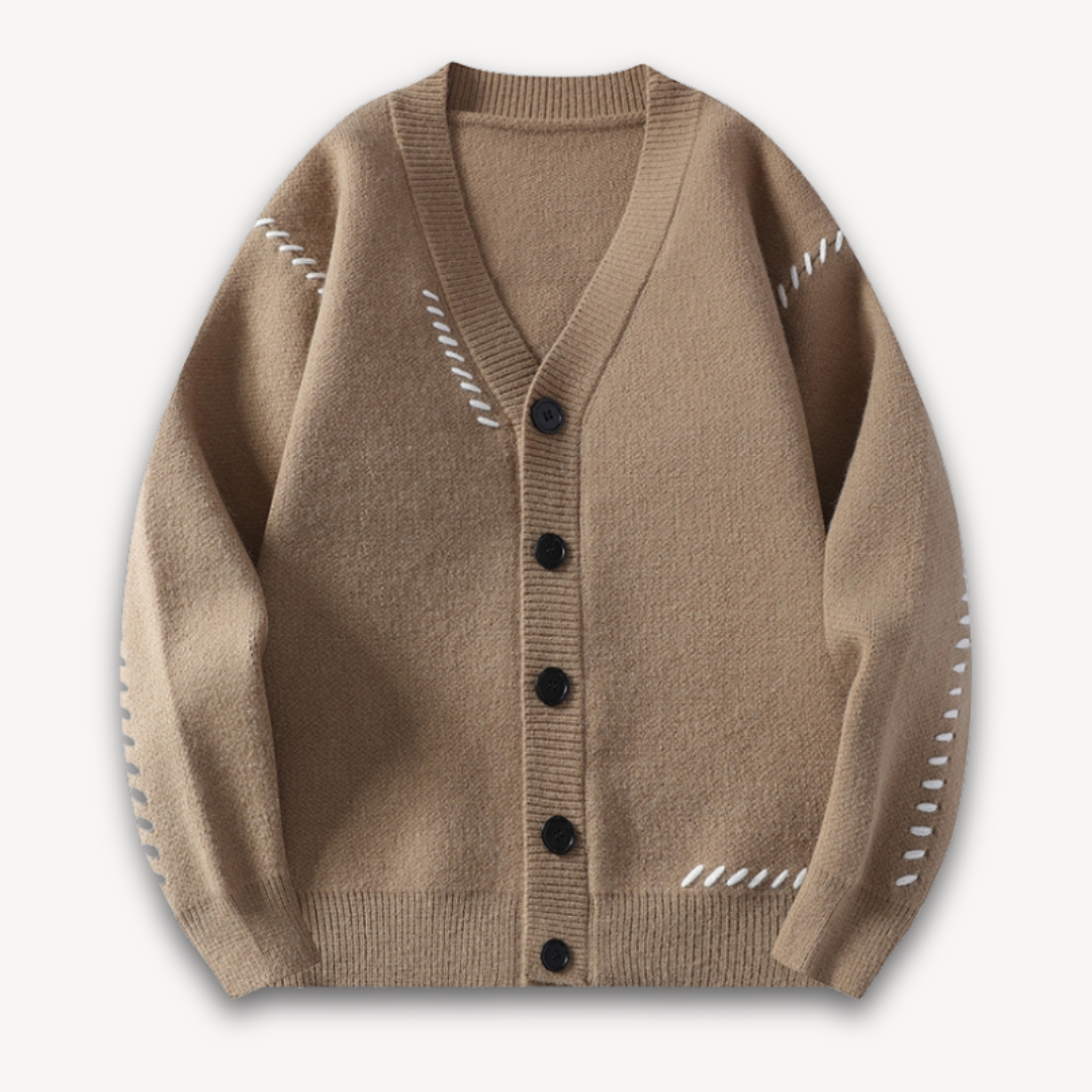 Gilet homme col V avec surpiqûres apparentes