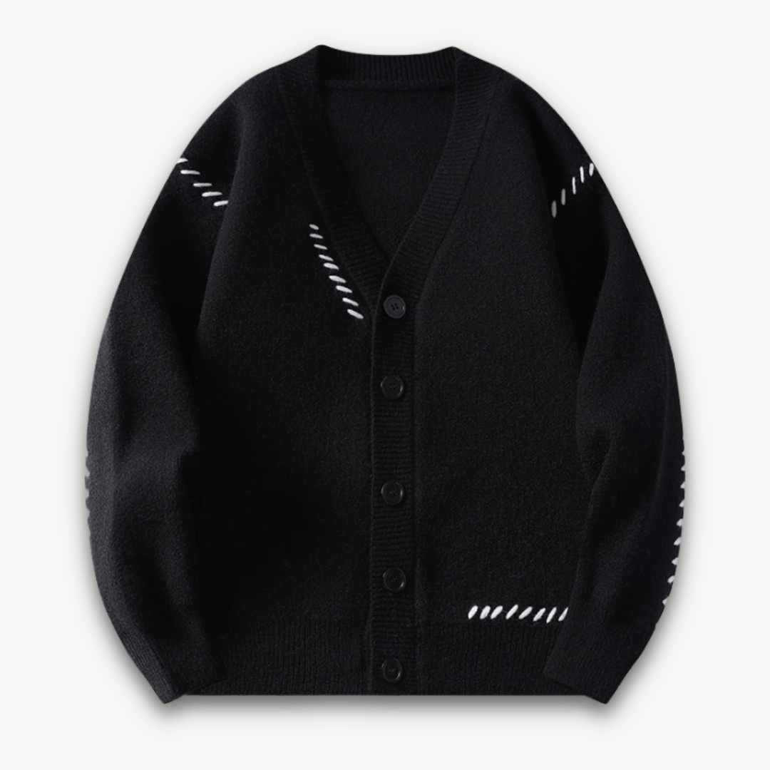Gilet homme col V avec surpiqûres apparentes