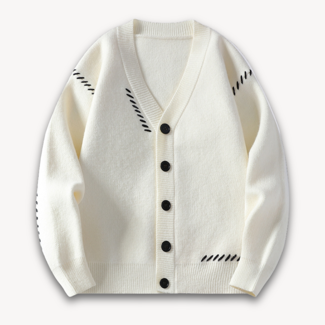 Gilet homme col V avec surpiqûres apparentes