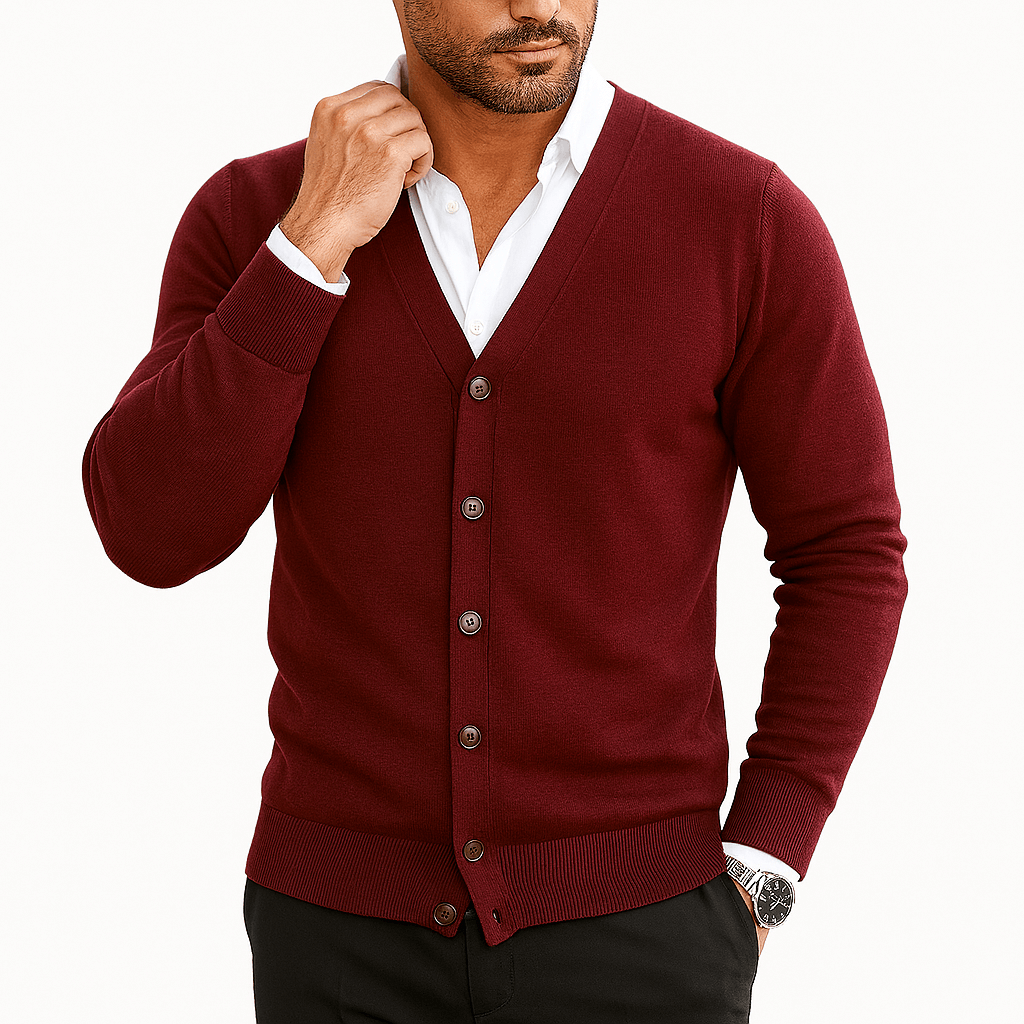 Cardigan homme coupe ajustée col V
